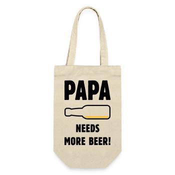 Papa Needs More Beer! (Vater Papi Bier / POS 2C) - Geschenkbeutel für Flaschen - Natur - Vorne
