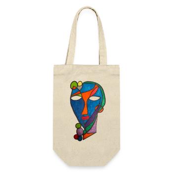 Cubist Mask River- Martina Eßer - Gift Bag for Bottles - nature - Front