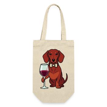 Edler Dackel & Wein: Dein neuer Sommelier - Geschenkbeutel für Flaschen - Natur - Vorne