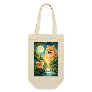 Howling to the Moon Meme Hund Zwergspitz - Geschenkbeutel für Flaschen - Natur - Vorne
