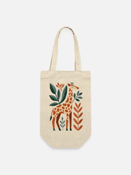 Giraffe mit Blättern - Geschenkbeutel für Flaschen - Natur