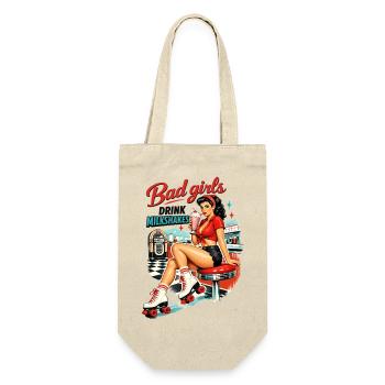 Bad Girls Drink Milkshakes – 50s Diner Pin-Up - Gift Bag for Bottles - nature - Front