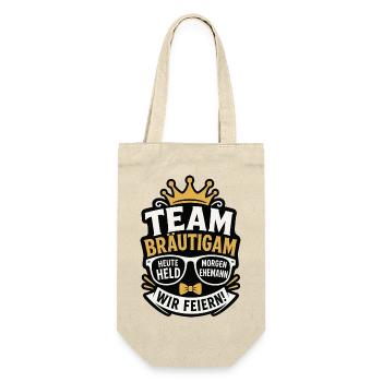 Team Bräutigam Heute Held Morgen Ehemann - Geschenkbeutel für Flaschen - Natur - Vorne