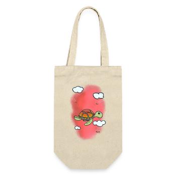 Flying turtle in cloudy red - Gift Bag for Bottles - nature - Front