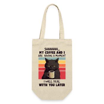 My Coffee And I Cat Moment - Geschenkbeutel für Flaschen - Natur - Vorne