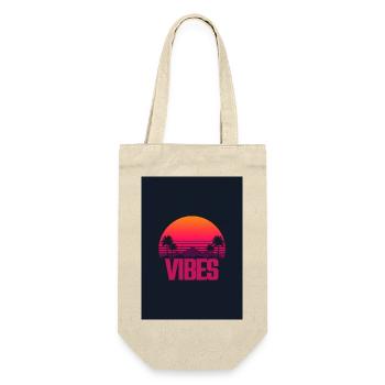 Retro Sonnenuntergang Vibes 80er Style - Geschenkbeutel für Flaschen - Natur - Vorne