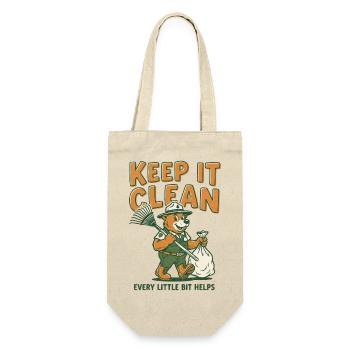 Keep It Clean Bear Clean-Grafik - Geschenkbeutel für Flaschen - Natur - Vorne
