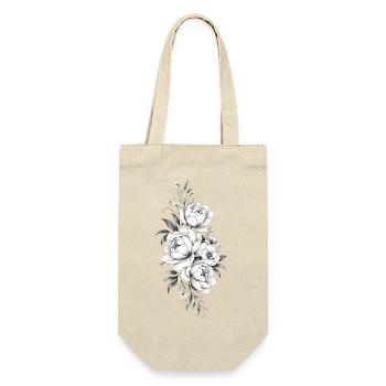 Zeitlose Graustufen-Floral - Geschenkbeutel für Flaschen - Natur - Vorne