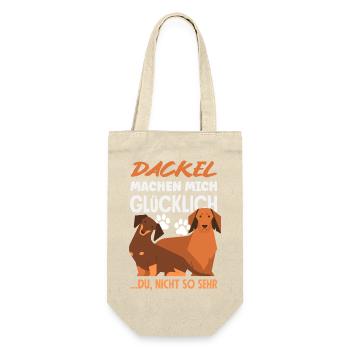 Dackel Machen Glücklich - Geschenkbeutel für Flaschen - Natur - Vorne