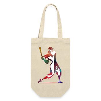 Colored Baseball Player: Dynamic Swing - Gift Bag for Bottles - nature - Front
