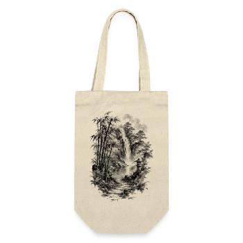 La nature japonaise avec du bambou et une cascade - Sac à bouteille - nature - Devant