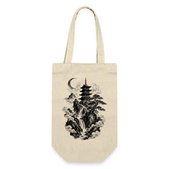 La nature japonaise avec pagode et cascade - Sac à bouteille - nature - Devant