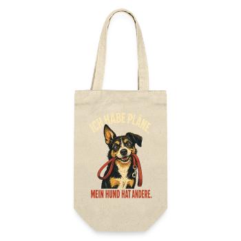 Ich habe Pläne – Lustiger Hundespruch - Geschenkbeutel für Flaschen - Natur - Vorne