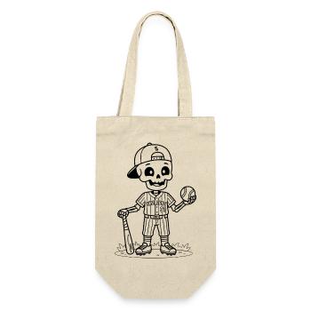 Niedliches Baseball-Skelett Vintage-Halloween-Sportarten - Geschenkbeutel für Flaschen - Natur - Vorne