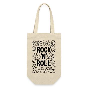Rock 'n' Roll (Musik / Party / Scribble / Black) - Geschenkbeutel für Flaschen - Natur - Vorne