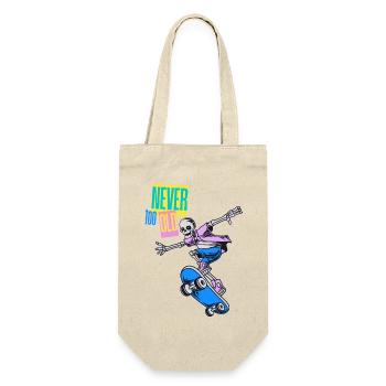 Oldschool Skater – Never too old - Geschenkbeutel für Flaschen - Natur - Vorne