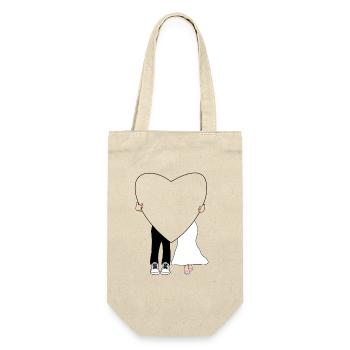 Love Language – Couple Heart - Geschenkbeutel für Flaschen - Natur - Vorne