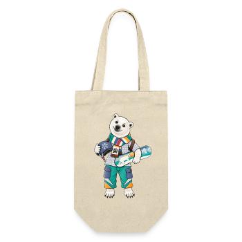 Eisbär Snowboard Fun - Geschenkbeutel für Flaschen - Natur - Vorne
