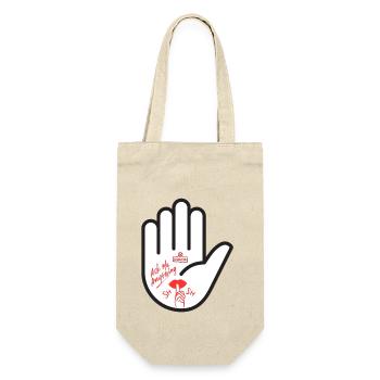 Frag mich nichts. Hand, pssst. - Geschenkbeutel für Flaschen - Natur - Vorne