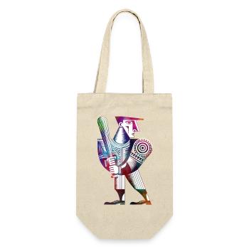 Baseballspieler - Geschenkbeutel für Flaschen - Natur - Vorne