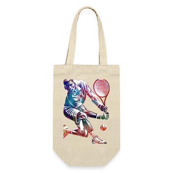 Tennisspieler - Geschenkbeutel für Flaschen - Natur - Vorne