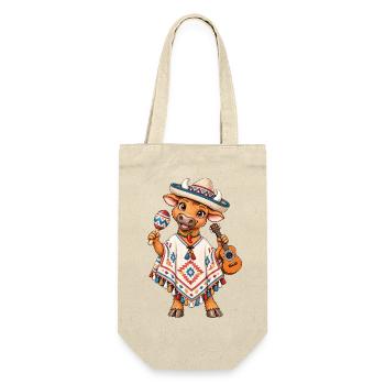 Mexiko Stier mit Poncho - Geschenkbeutel für Flaschen - Natur - Vorne
