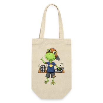 Frosch DJ Beats und  Musik - Geschenkbeutel für Flaschen - Natur - Vorne