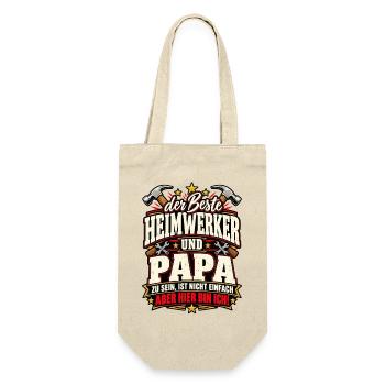 Der beste Heimwerker und Papa – Lustiger Spruch - Geschenkbeutel für Flaschen - Natur - Vorne