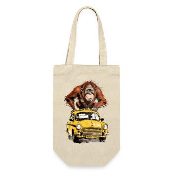 Affe auf dem Taxi Monkey Tours - Geschenkbeutel für Flaschen - Natur - Vorne