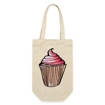Aquarell Pink Cupcake - Geschenkbeutel für Flaschen - Natur - Vorne