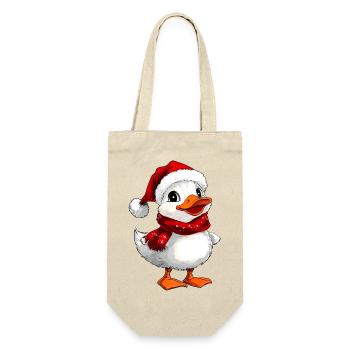 Weisses Entchen Weihnachten - Geschenkbeutel für Flaschen - Natur - Vorne