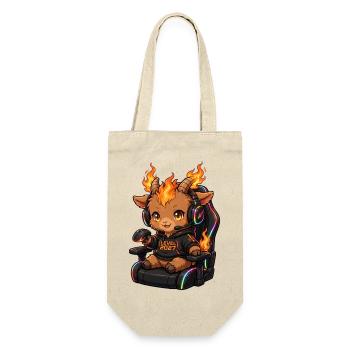 Kawaii Gamer Girl Fire Goat Shirt | Pink Headset  - Geschenkbeutel für Flaschen - Natur - Vorne