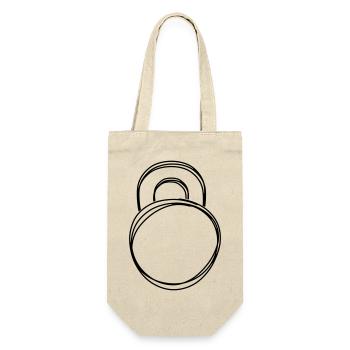 Kettlebell handgezeichnet - Geschenkbeutel für Flaschen - Natur - Vorne