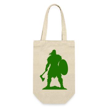 Wikinger Krieger Silhouette - Geschenkbeutel für Flaschen - Natur - Vorne