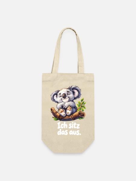 Ich sitz das aus – Lustiger Koala auf einem Ast - Geschenkbeutel für Flaschen - Natur