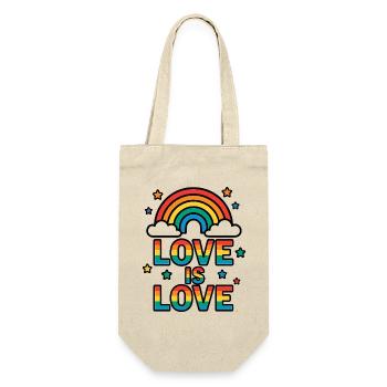Bunter Regenbogen mit Liebesbotschaft - Geschenkbeutel für Flaschen - Natur - Vorne
