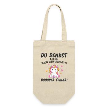 Du Denkst Ich Bin Klein Lieb Und Nett - Geschenkbeutel für Flaschen - Natur - Vorne