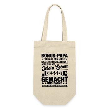 Bonus Papa Men’s Stepfather Leben Besser Gemacht - Geschenkbeutel für Flaschen - Natur - Vorne