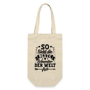 So Sieht Die Beste Schwester Der Welt Aus - Geschenkbeutel für Flaschen - Natur - Vorne