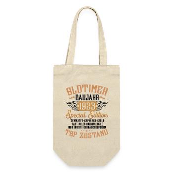 Oldtimer Baujahr 1923 - Geschenkbeutel für Flaschen - Natur - Vorne