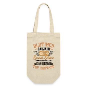 Oldtimer Baujahr 1924 - Geschenkbeutel für Flaschen - Natur - Vorne