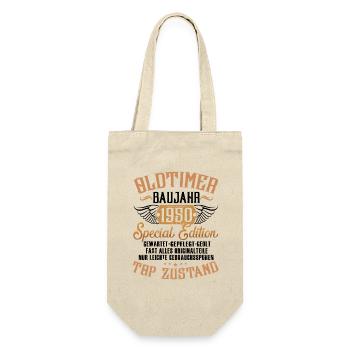 73 Jahre Oldtimer Modell 1950 73. Geburtstag - Geschenkbeutel für Flaschen - Natur - Vorne