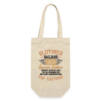 1968 Geboren Geburtstag Oldtimer - Geschenkbeutel für Flaschen - Natur - Vorne