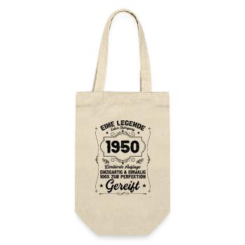 1950 - Jahrgang 1950 - Baujahr 1950 Spruch - Geschenkbeutel für Flaschen - Natur - Vorne