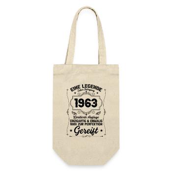 60 Geburtstag Oldtimer 1963 2023 - Geschenkbeutel für Flaschen - Natur - Vorne