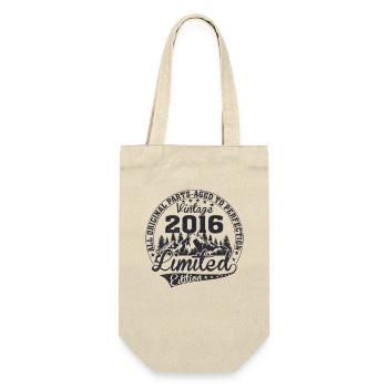 Born 2016 Vintage Retro Anniversary - Gift Bag for Bottles - nature - Front