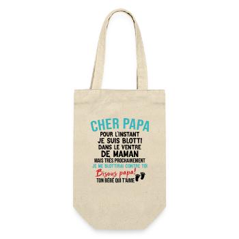 Annonce de grossesse originale pour futur papa - Sac à bouteille - nature - Devant