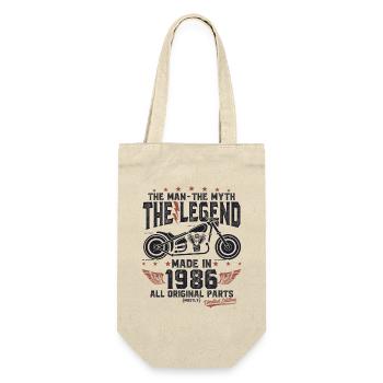 1986 Jahrgang Mann Mythos Legende Motorrad - Geschenkbeutel für Flaschen - Natur - Vorne