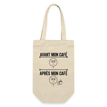 Vorher Nach meinem Kaffee Humor Kaffee - Geschenkbeutel für Flaschen - Natur - Vorne