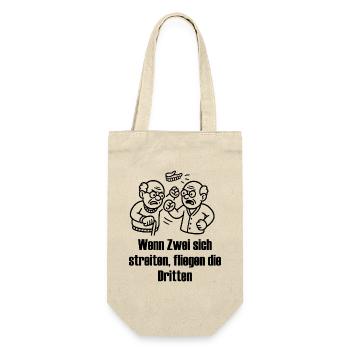 Dritte Zähne Zahn Dental Streit - Geschenkbeutel für Flaschen - Natur - Vorne